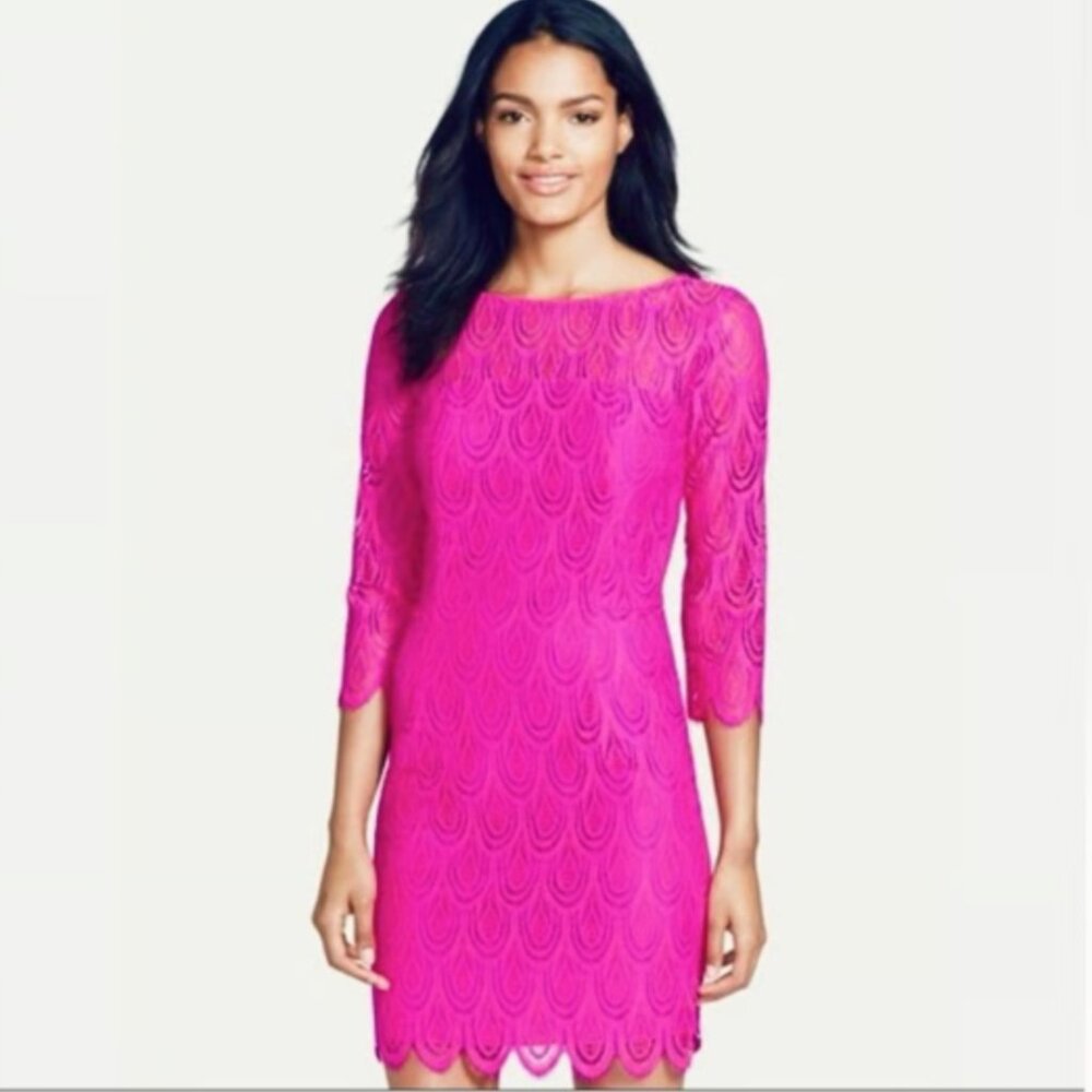 Lilly Pulitzer Pink Magenta Fuchsia Lace Cocktail Hera Dress Size 6